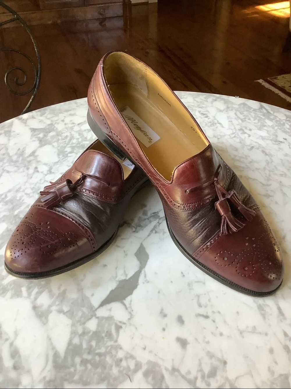 Mezlan Burgundy Tassel Slip-On Loafers